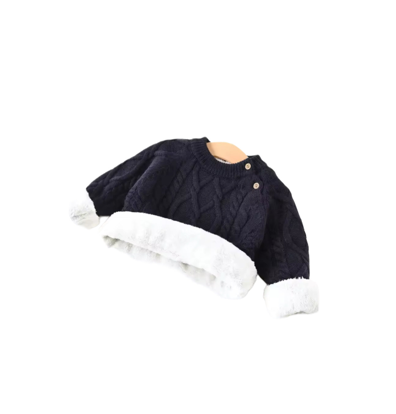 Knitted sweater with fur lining