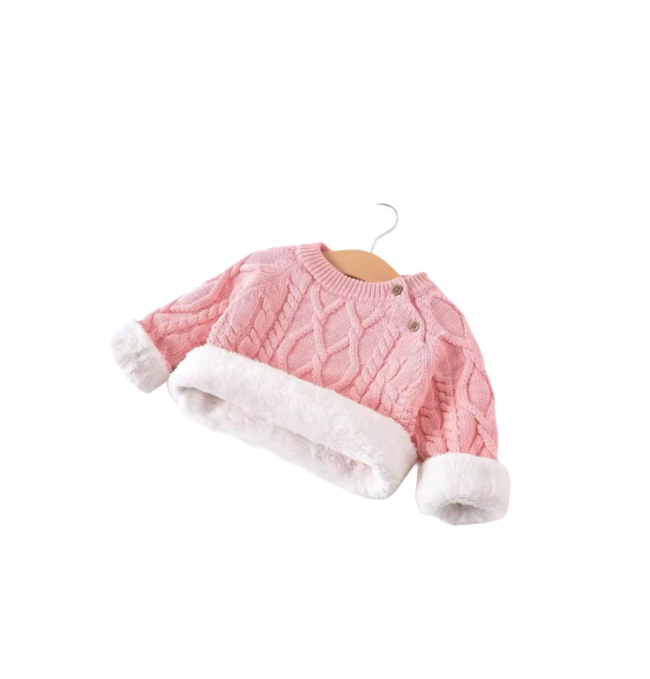 Knitted sweater with fur lining